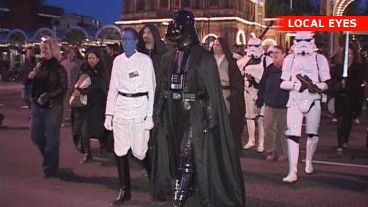 Fans i optog før Star Wars premiere