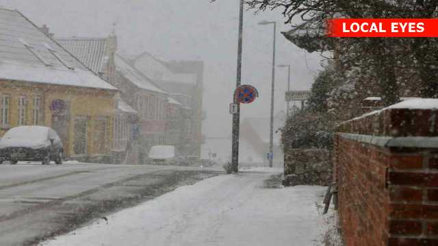 Mandagens snevejr i Kalundborg 