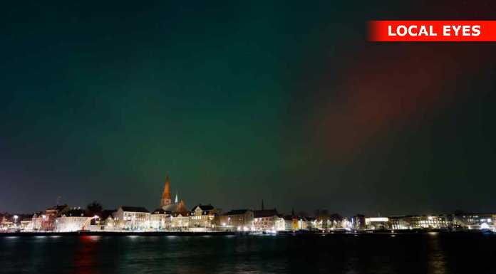 Nordlys over Helsingør mandag aften