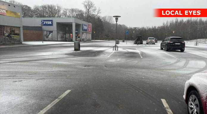 Sneen daler også over Rønne på Bornholm